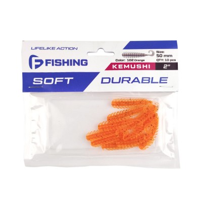 F-FISHING Мягкая приманка Kemushi 2" #102 Orange 5см 10шт F-FISHING Мягкая приманка Kemushi 2" #102 Orange 5см 10шт