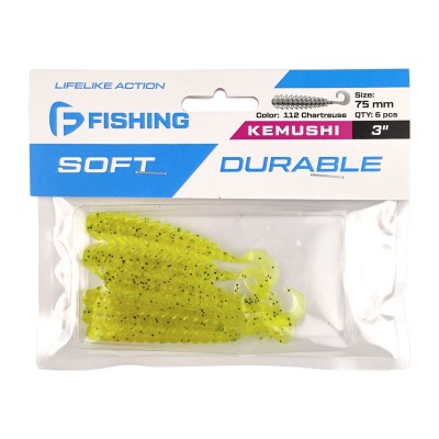F-FISHING Мягкая приманка Kemushi 3'' #112 Chartreuse 10см 4шт