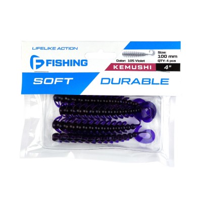 FLAGMAN Мягкая приманка Kemushi 4'' #105 Violet 10см 4шт FLAGMAN Мягкая приманка Kemushi 4'' #105 Violet 10см 4шт