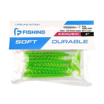 FLAGMAN Мягкая приманка Kemushi 4'' #135 Green Apple 10см 4шт FLAGMAN Мягкая приманка Kemushi 4'' #135 Green Apple 10см 4шт