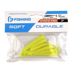 F-FISHING Виброхвост Mystic Fish 3" #127 Lime Chartreuse 7.5см 5шт