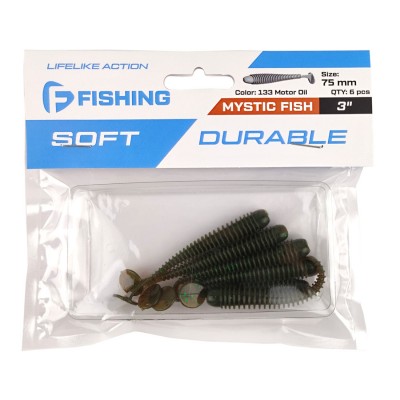 F-FISHING Виброхвост Mystic Fish 3" #133 Motor Oil 7.5см 5шт