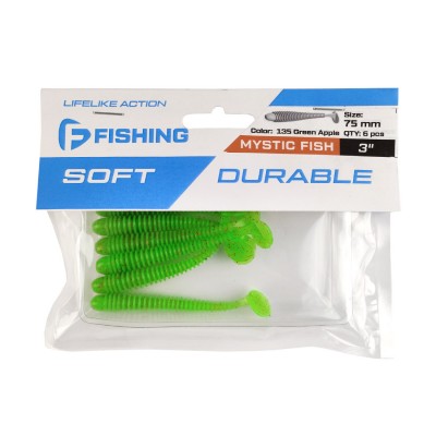 F-FISHING Виброхвост Mystic Fish 3" #135 Green Apple 7.5см 5шт F-FISHING Виброхвост Mystic Fish 3" #135 Green Apple 7.5см 5шт