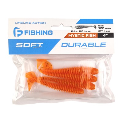 F-FISHING Виброхвост Mystic Fish 4" #102 Orange 10см 4шт