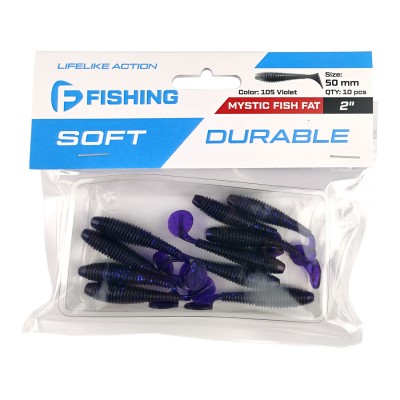 F-FISHING Виброхвост Mystic Fish Fat 2" #105 Violet 5см 10шт