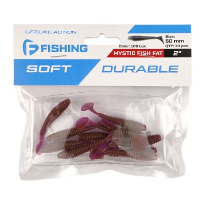 F-FISHING Виброхвост Mystic Fish Fat 2" #106 Lox 5см 10шт