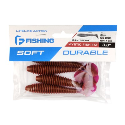 F-FISHING Виброхвост Mystic Fish Fat 3.8" #106 Lox 9.5см 4шт