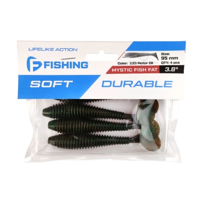 F-FISHING Виброхвост Mystic Fish Fat 3.8" #133 Motor Oil 9.5см 4шт