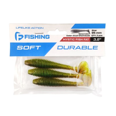 F-FISHING Виброхвост Mystic Fish Fat 3.8" #2112 Watermelon Chartr 9.5см 3шт F-FISHING Виброхвост Mystic Fish Fat 3.8" #2112 Watermelon Chartr 9.5см 3шт