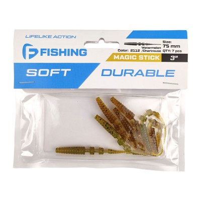 F-FISHING Слаг Magic Stick 3" #2112 Watermelon/Chartreuse 7.5см 8шт
