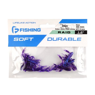 FLAGMAN Мягкая приманка Raid 1.6" #0531 Violet/Pearl White 4см 8шт FLAGMAN Мягкая приманка Raid 1.6" #0531 Violet/Pearl White 4см 8шт