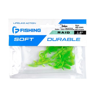 FLAGMAN Мягкая приманка Raid 1.6" #1527 Lime/Lime Chartreuse 4см 8шт FLAGMAN Мягкая приманка Raid 1.6" #1527 Lime/Lime Chartreuse 4см 8шт