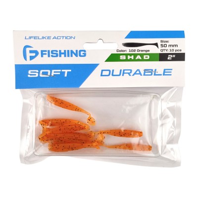 F-FISHING Виброхвост Shad 2" #102 Orange 5см 10шт