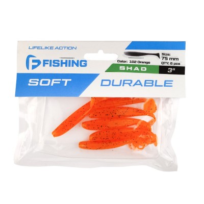 F-FISHING Виброхвост Shad 3" #102 Orange 7.5см 6шт F-FISHING Виброхвост Shad 3" #102 Orange 7.5см 6шт