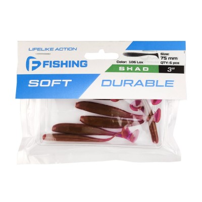 F-FISHING Виброхвост Shad 3" #106 Lox 7.5см 6шт F-FISHING Виброхвост Shad 3" #106 Lox 7.5см 6шт
