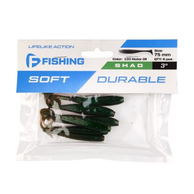 F-FISHING Виброхвост Shad 3" #133 Motor Oil 7.5см 6шт F-FISHING Виброхвост Shad 3" #133 Motor Oil 7.5см 6шт