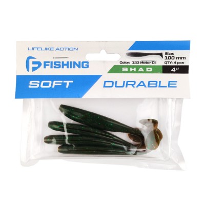 F-FISHING Виброхвост Shad 4" #133 Motor Oil 10см 4шт F-FISHING Виброхвост Shad 4" #133 Motor Oil 10см 4шт