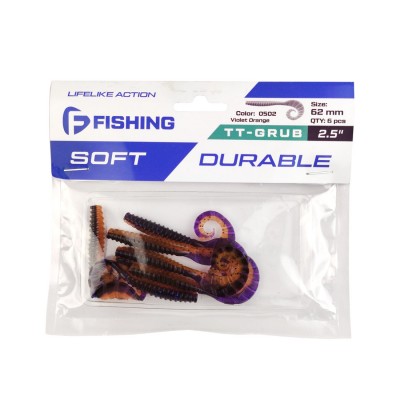 F-FISHING Твистер TT-Grub 2.5'' #0502 Violet Orange F-FISHING Твистер TT-Grub 2.5'' #0502 Violet Orange