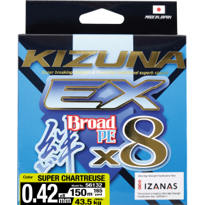 OWNER Шнур Kizuna EX X8 Broad PE super chartreuse 150м 0.42мм 43.5кг