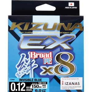 OWNER Шнур Kizuna EX X8 Broad PE invisible blue 150м 0.12мм 6.0кг