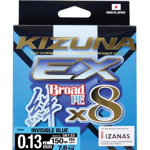 OWNER Шнур Kizuna EX X8 Broad PE invisible blue 150м 0.13мм 7.6кг