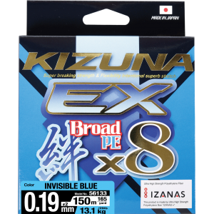 OWNER Шнур Kizuna EX X8 Broad PE invisible blue 150м 0.19мм 13.1кг