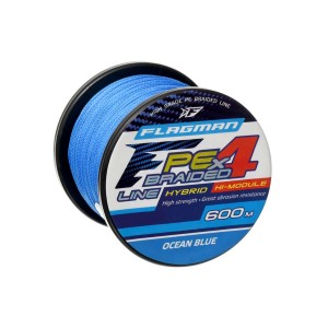 FLAGMAN Шнур PE Hybrid F4 600м Ocean Blue 0.45мм 29.5кг 65lb