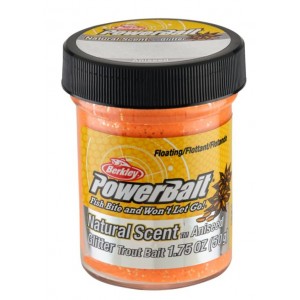 BERKLEY Паста форелевая анис ярко оранжевавя PowerBait Natural Glittert Fluorescent Orange