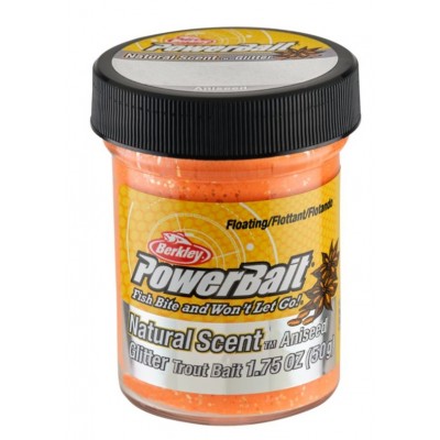 BERKLEY Паста форелевая анис ярко оранжевавя PowerBait Natural Glittert Fluorescent Orange