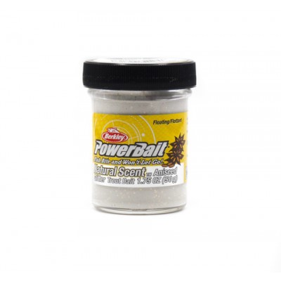 BERKLEY Паста форелевая анис белая PowerBait Natural Glittert Trout Bait White