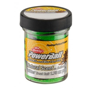 BERKLEY Паста форелевая анис зелено черная PowerBait Natural Glittert Spring Green Black