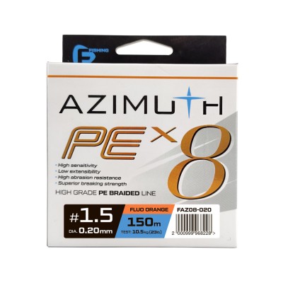 F-FISHING Шнур Azimuth PE X8 150м Orange 0,20мм 10,5кг/23lb
