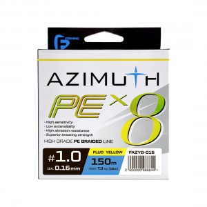 F-FISHING Шнур Azimuth PE X8 150м Fluo Yellow 0,16мм 7,3кг/16lb
