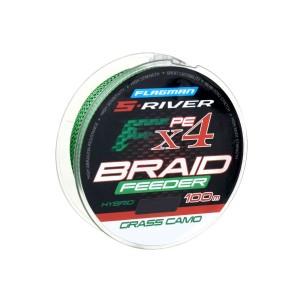 FLAGMAN Шнур S-River Braid F4 Feeder 100м Grass Camo 0.14мм 8.2кг 18lb