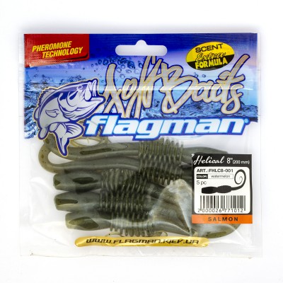 FLAGMAN Червь Helical 8" #001 watermelon salmon 20см 5шт