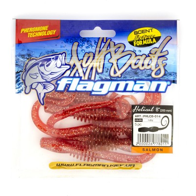 FLAGMAN Червь Helical 8" #014 salmon ruby 20см 5шт