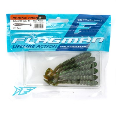 FLAGMAN Виброхвост Mystic Fish 3" #133 Motor Oil 7,5см 5шт