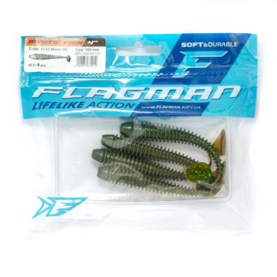 FLAGMAN Виброхвост Mystic Fish 4" #133 Motor Oil 10см 4шт