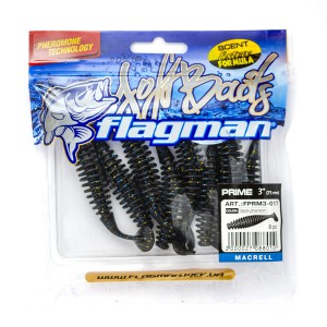 FLAGMAN Виброхвост Prime 3" Black Phantom Macrell 7.5см 8шт