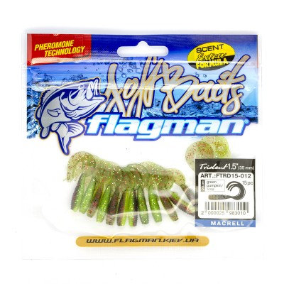 FLAGMAN Твистер Trident 1,5" Green pumpkin lime 3,8см 15шт