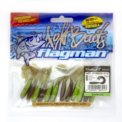 FLAGMAN Твистер Trident 2" Green pumpkin lime 5см 12шт