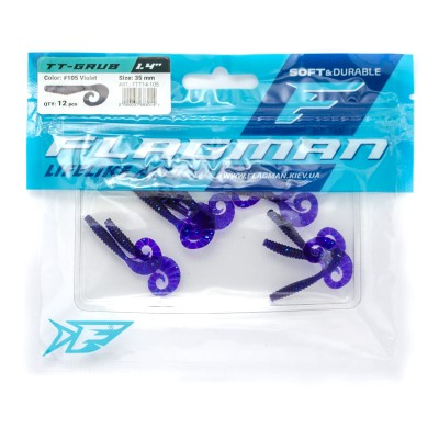 FLAGMAN Твистер TT-Grub 1,4'' #105 Violet 3,5см 12шт