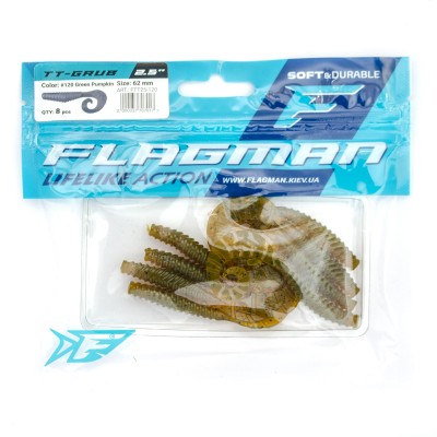 FLAGMAN Твистер TT-Grub 2,5'' #120 Green Pumpkin 6,2см 8шт