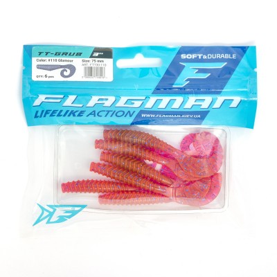 FLAGMAN Твистер TT-Grub 3,0'' #110 Glamour 7,5см 6шт