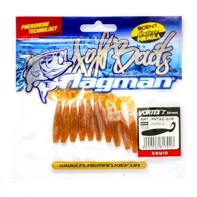 FLAGMAN Твистер Vortex 2" #016 UV motor oil squid 5см 10шт