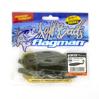 FLAGMAN Твистер Vortex 4" #001 watermelon salmon 10см 6шт