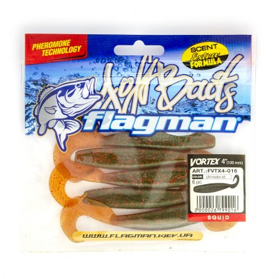 FLAGMAN Твистер Vortex 4" #016 UV motor oil squid 10см 6шт