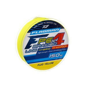 FLAGMAN Шнур PE Hybrid F4 150м Fluo Yellow 0.19мм 10кг 22lb