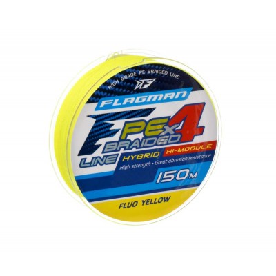 FLAGMAN Шнур PE Hybrid F4 150м Fluo Yellow 0,19мм 10кг 22lb