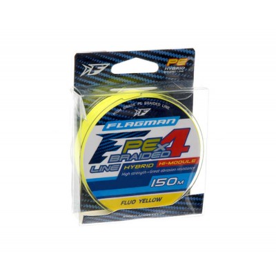 FLAGMAN Шнур PE Hybrid F4 150м Fluo Yellow 0,19мм 10кг 22lb